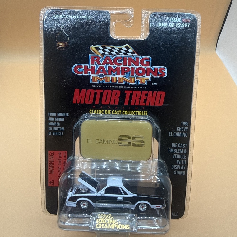Racing Champions Motor Trend 1985 Chevy El Camino SS 1:64 White w/ Stand NOS